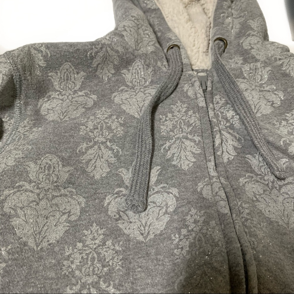 Three hearts zip up hooded sweatshirt